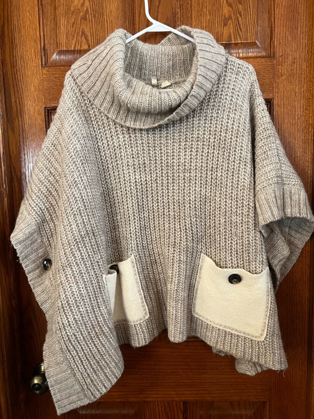 Moth Turtle Neck Pullover Poncho Sweater Wool Alpaca Blend Anthropology One Size